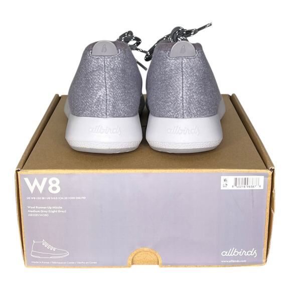 Allbirds (W8) Wool Runner-Up Mizzle Sneakers Weather-Resistant Lightweight Grey - Picture 6 of 13
